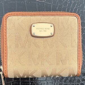 Michael Kors Beige and Brown Logo Wallet